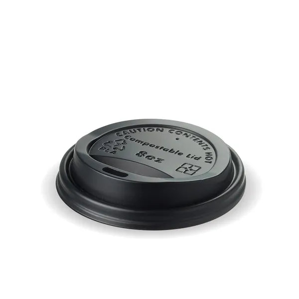 6/8oz Black Bioplastic Coffee Cup Lids