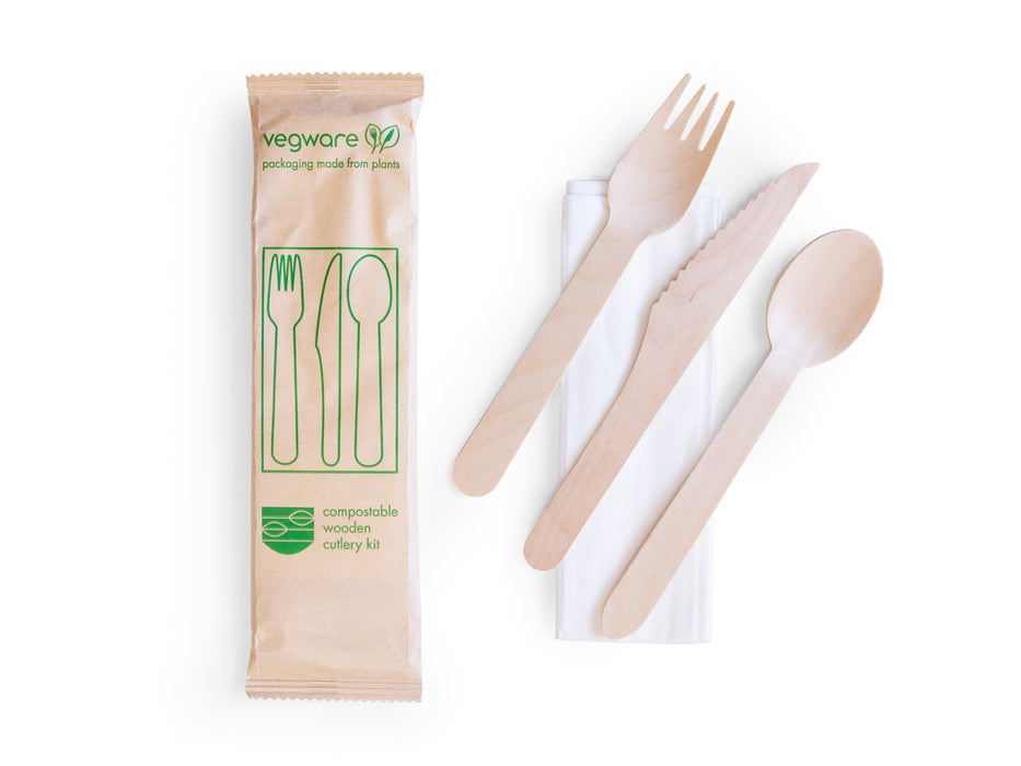 Compostable wooden cutlery kit