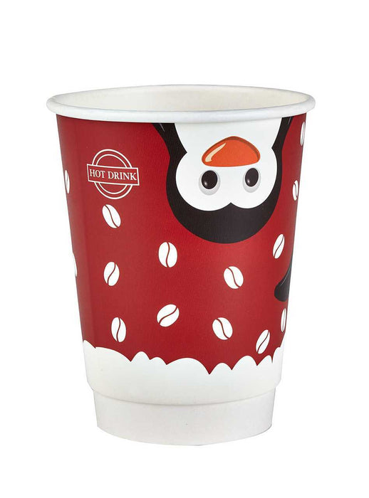 Festive 'Penguin' double wall hot cups 12oz