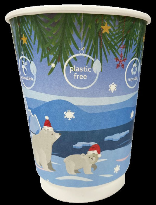 Festive 'Polar Bear' double wall hot cup 12oz