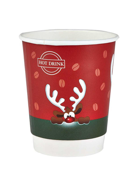 Festive 'Rudolph' double wall hot cups 8oz